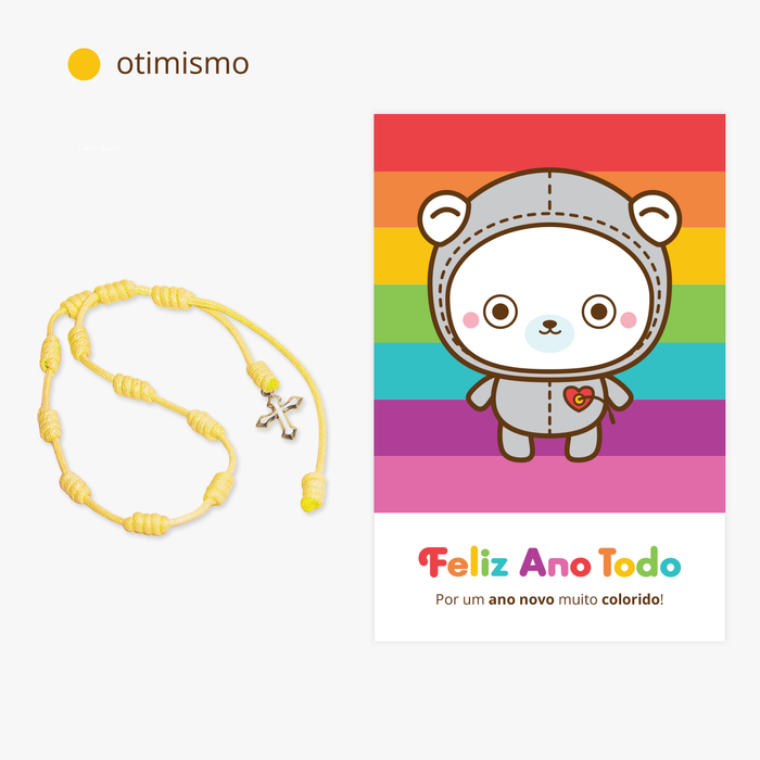 Feliz Ano Todo • Pulseira Amarela e Cartão Postal