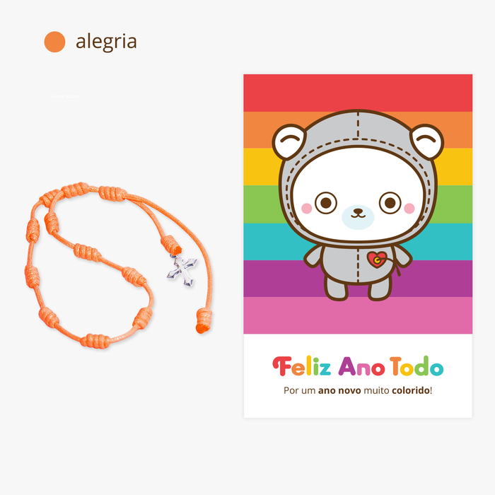 Feliz Ano Todo • Pulseira Laranja e Cartão Postal