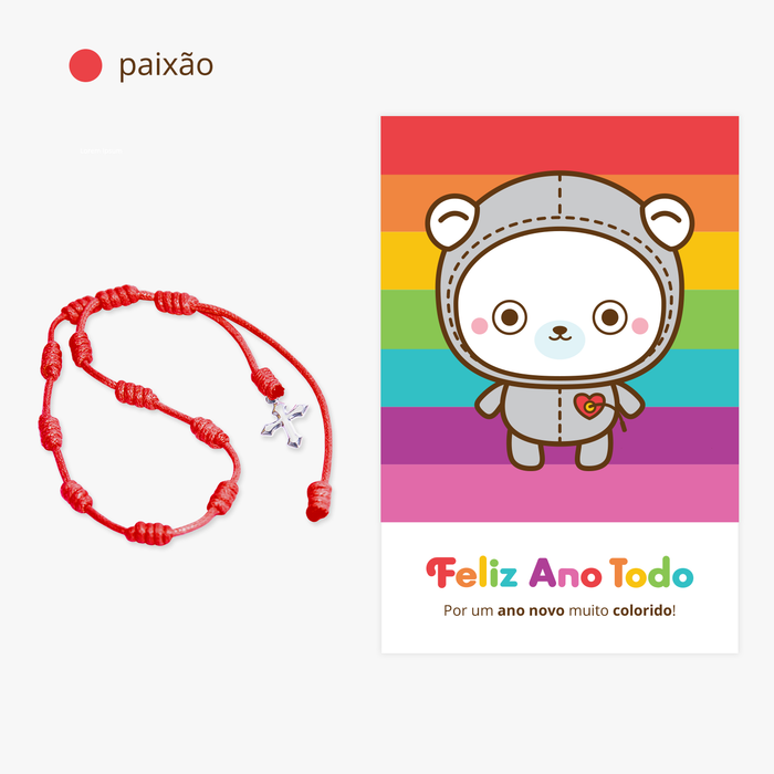 Feliz Ano Todo • Pulseira Vermelha e Cartão Postal